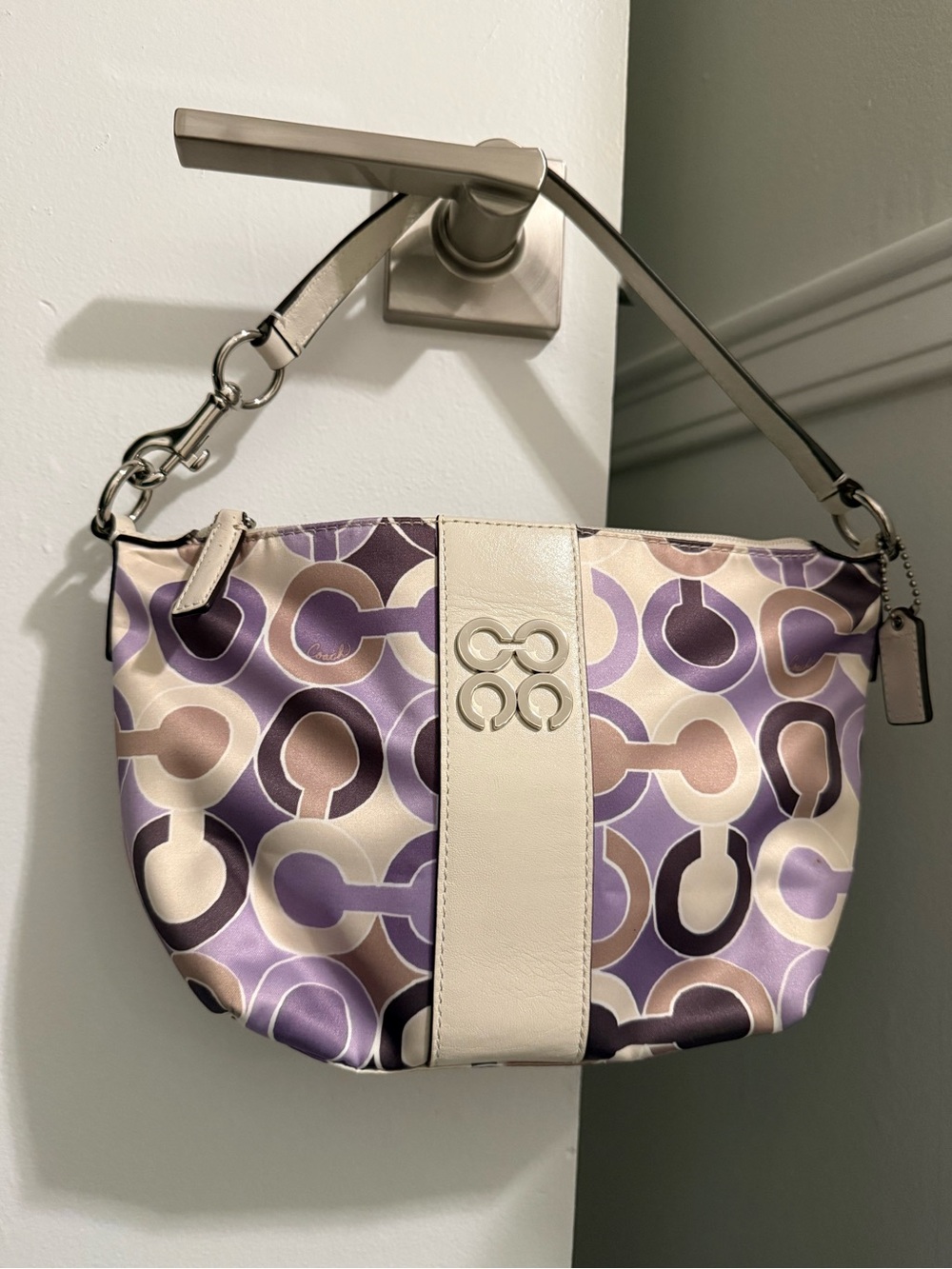 Coach Mod C Purple & Cream Sateen Bag NWT